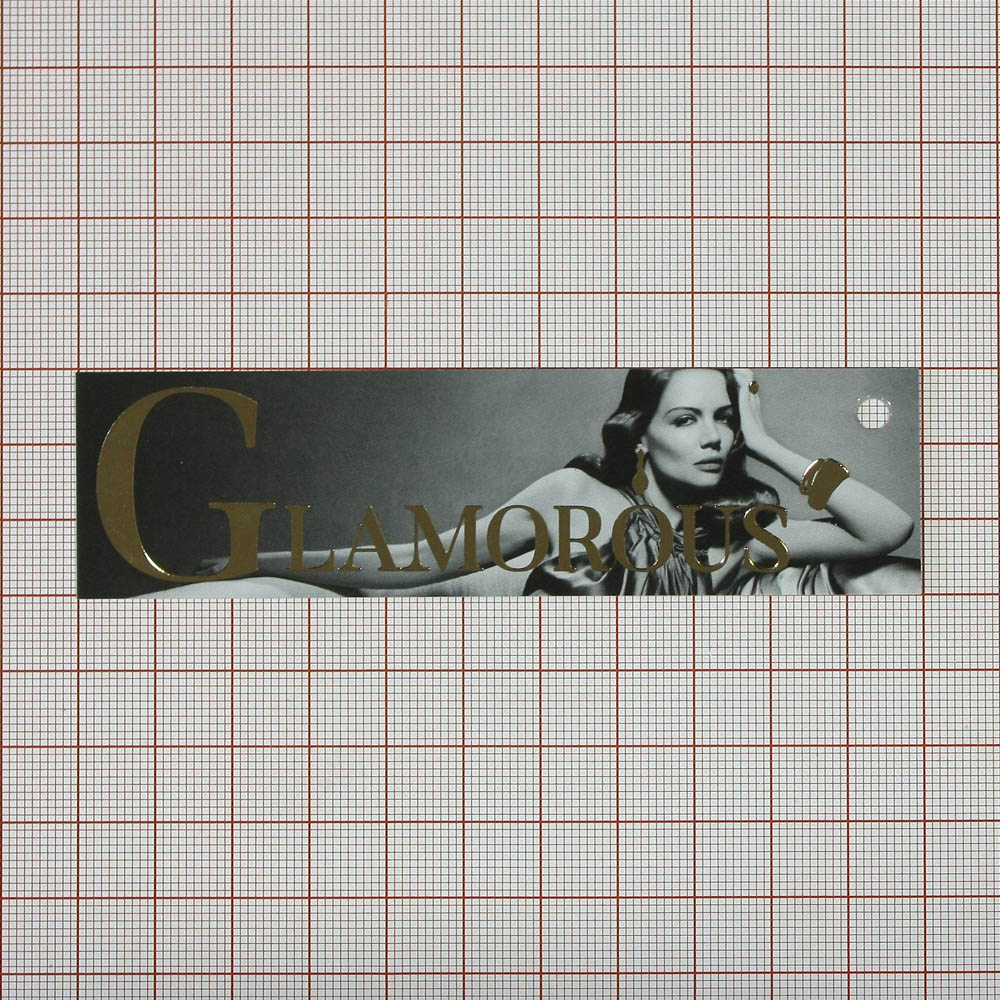 Этикетка бумажная\ Glamorous Девушка черно-белая, золото) 50*100мм, шт. Этикетка бумага