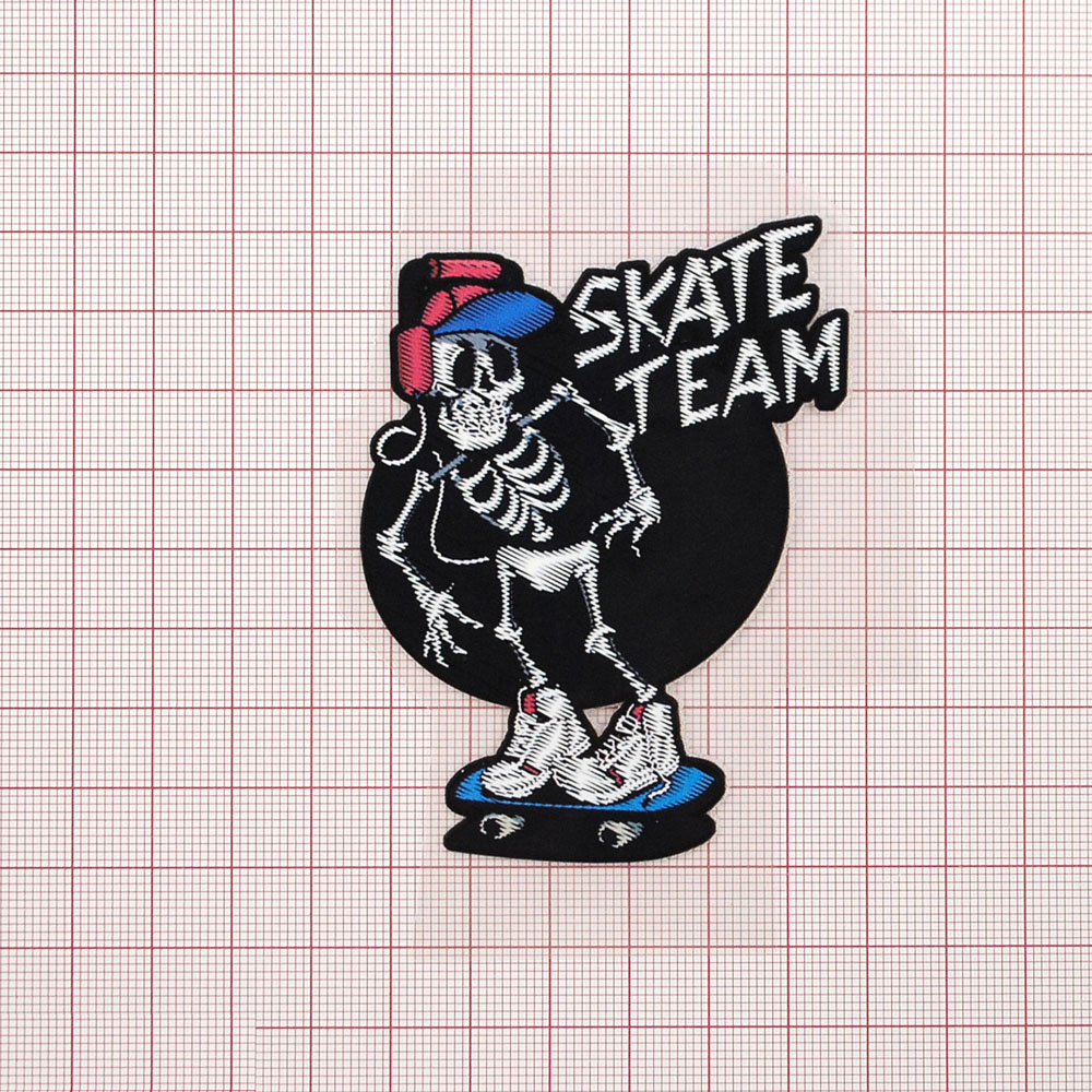 Термоаппликация SKATE TEAM Скелет 8*6,1см, черный, синий, белый, красный, шт. Термопереводки Детские