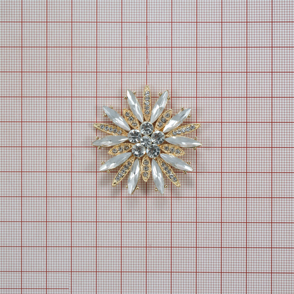 Краб металл Золотая снежинка 4,5см, золото и белые камни. Крабы Металл Цветы, Жуки