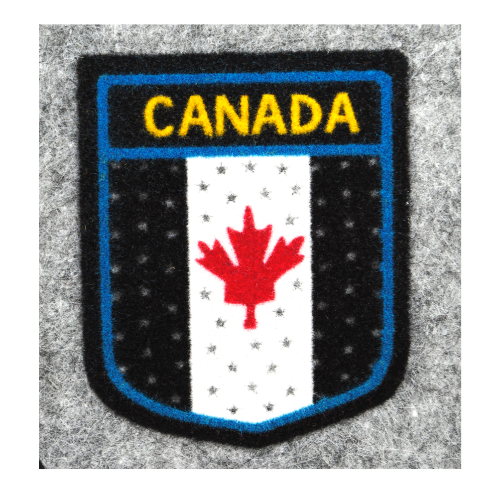 Термоаппликация флок CANADA, 70*60мм, синий, черный, красный кленовый лист, шт. Термопереводки Флок
