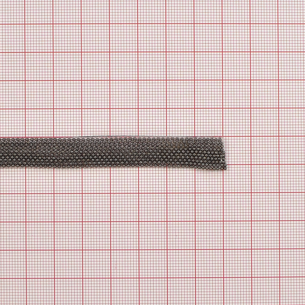 Тесьма клеев. бусины 12мм, медь, Black Nickel, ярд. Тесьма