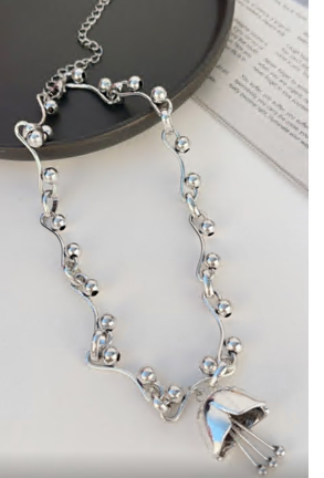 Ожерелье с цветком, 37+8см, никель, шт. Украшения