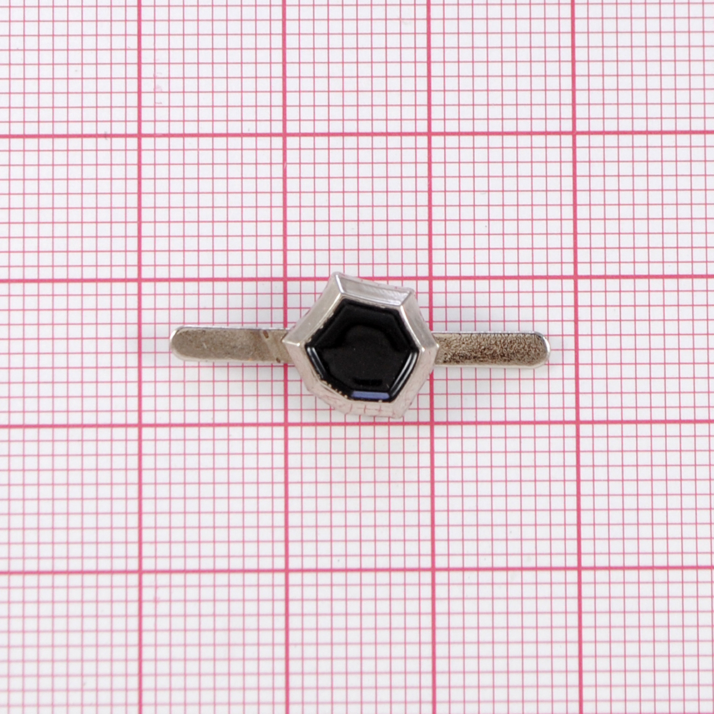 Краб металл Шестигранник, 1,1*1,1см,  никель, черная эмаль, шт. Крабы Металл Геометрия