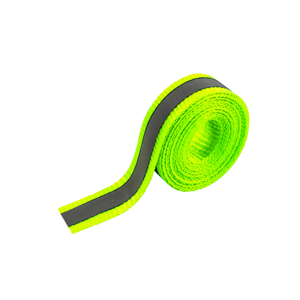 Тесьма светоотражающая на ткани 1см, салатовый, 50ярд. Тесьма
