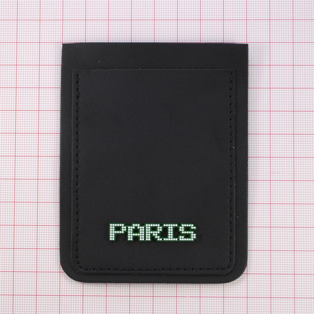 Лейба к/з, карман PARIS, 8*10,4см, черн., зелел., бел., шт. Лейба Кожзам