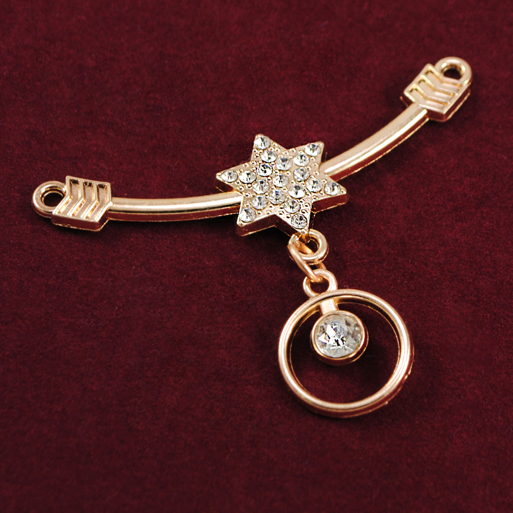 Перетяжка металл Звезда, 6,5*4,5см GOLD, камень diamond, подвеска, шт. Перетяжка металл со стразами