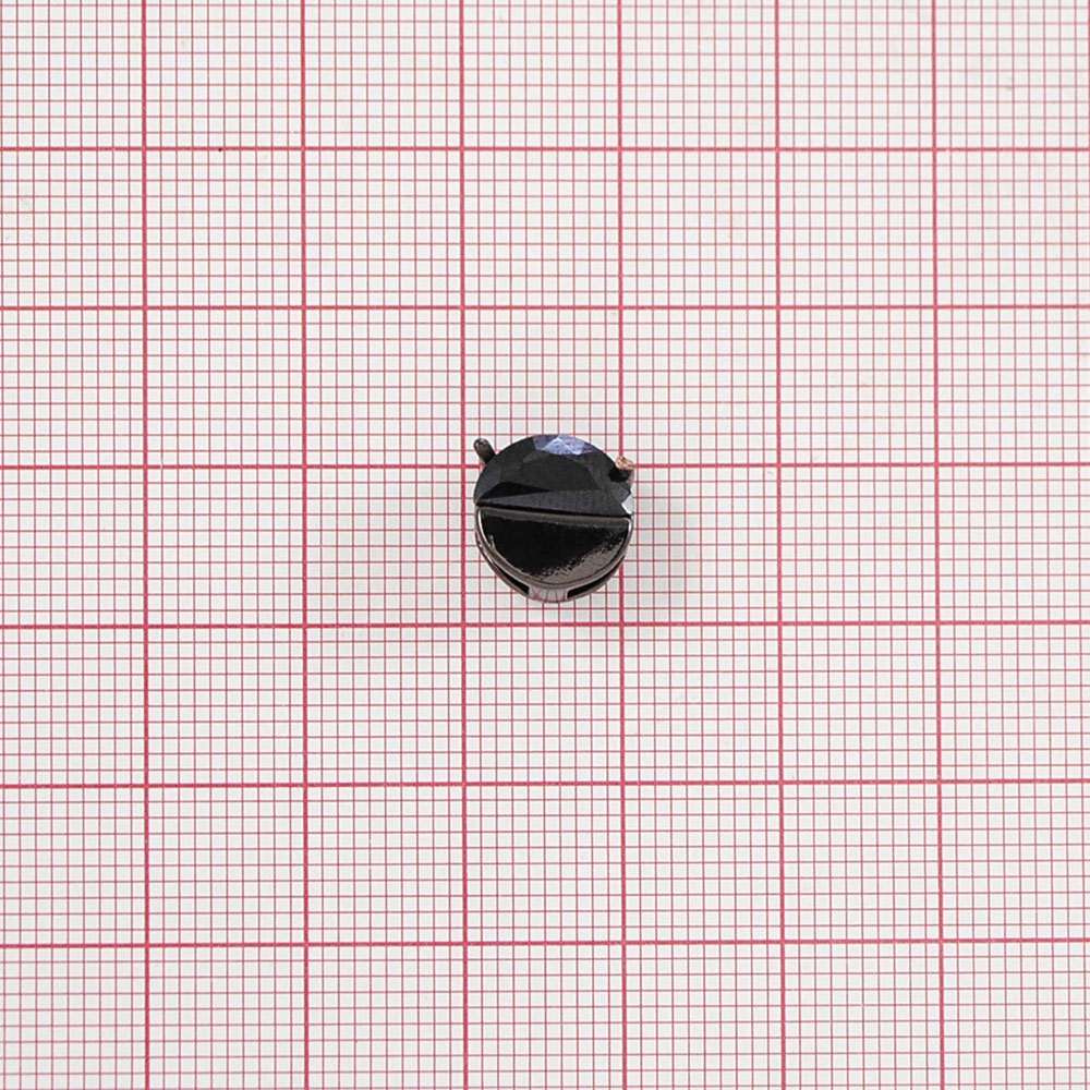 Краб камни и металл Круг, 1см, никель блек, черный, шт. Крабы Металл Геометрия Декор