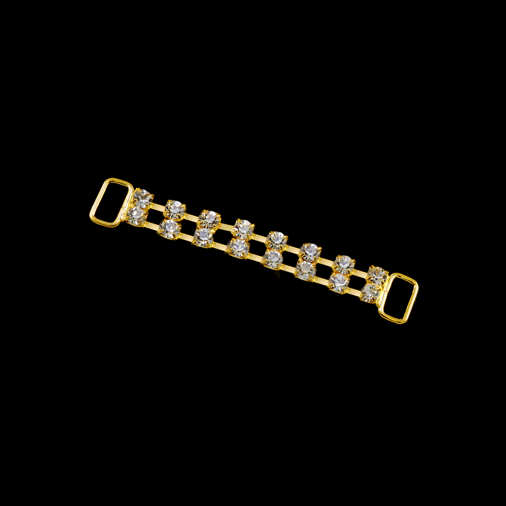 Украшение стеклянное 7635 /А-23 GOLD/ браслет кр. 8 пар. Перетяжка металл со стразами