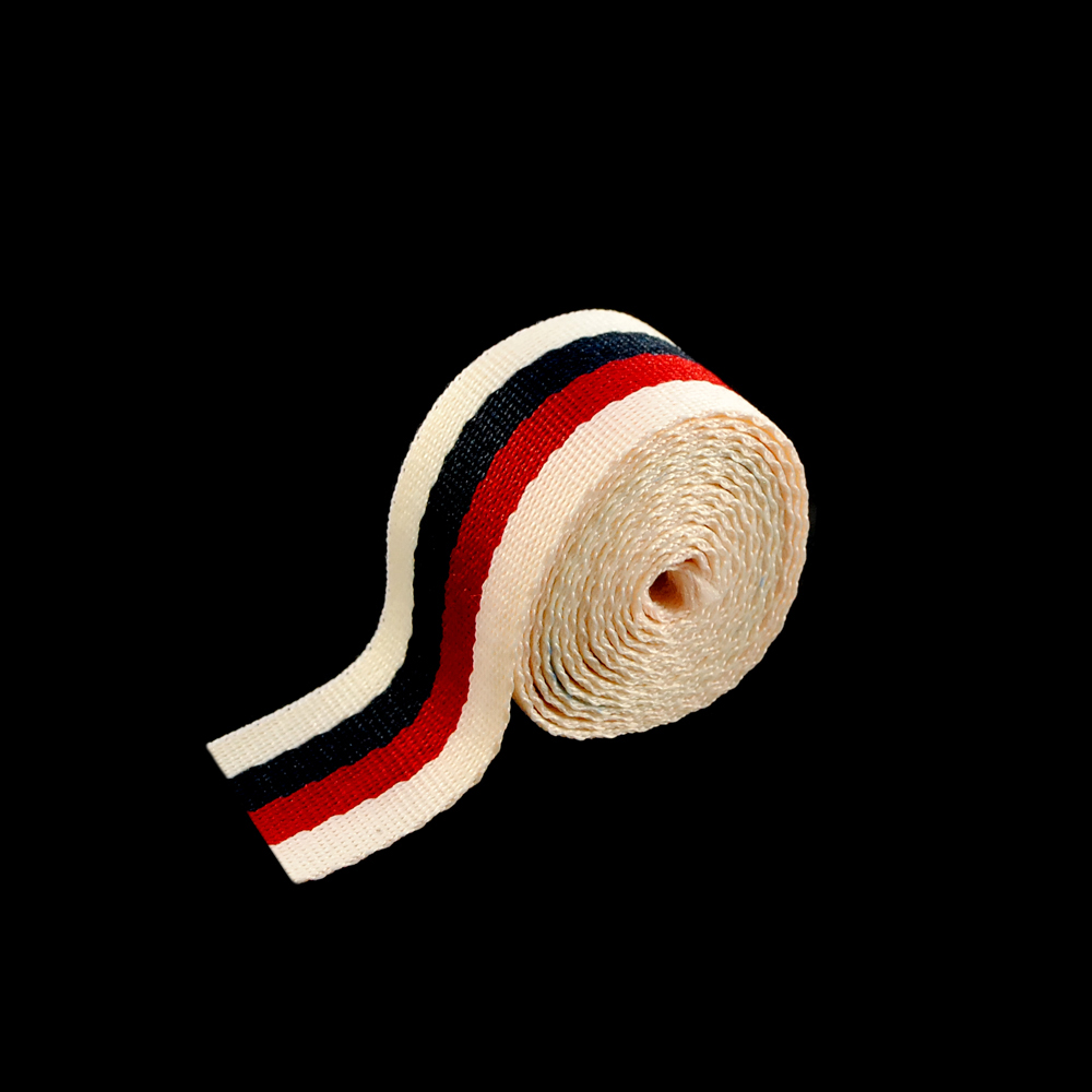 Тесьма тканевая пришивная Полосы 1,8см, бежевый, темно-красный, черный, 50ярд. Тесьма