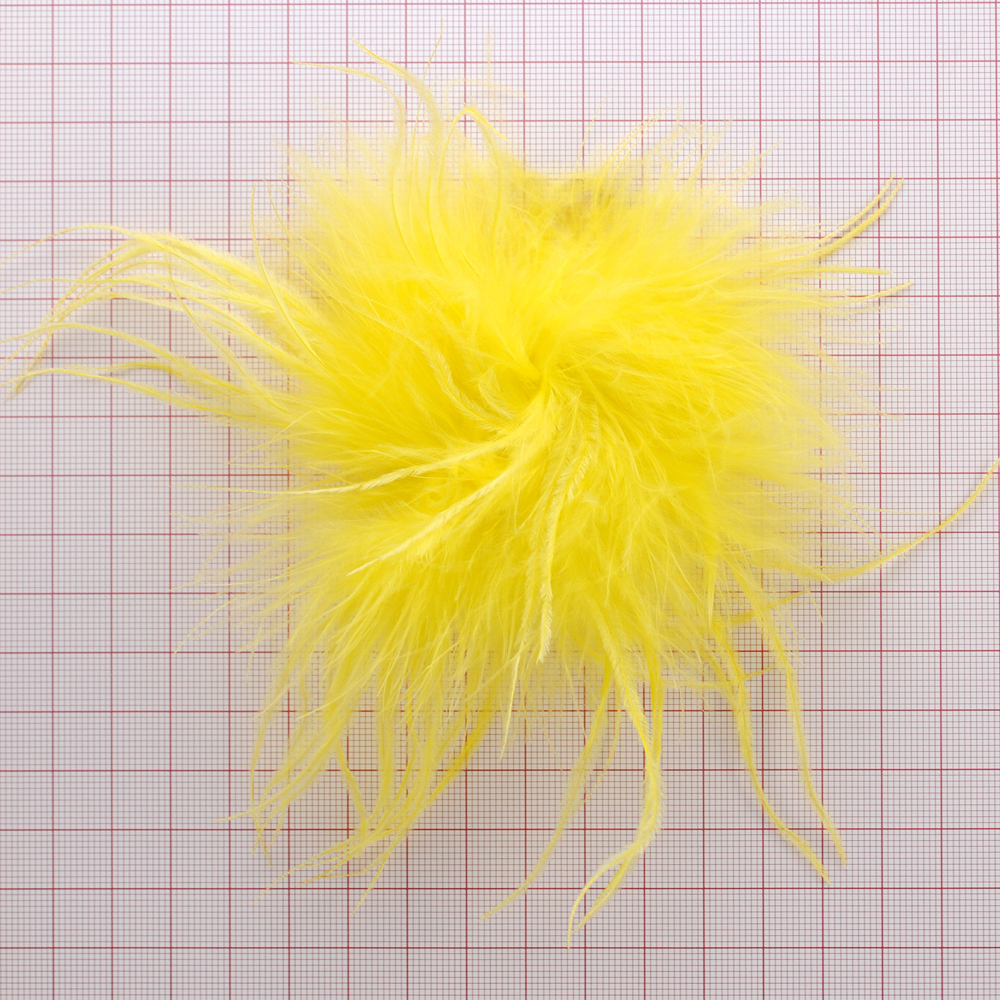 Брошь из перьев, 10-15см, желтый., шт.. Перья