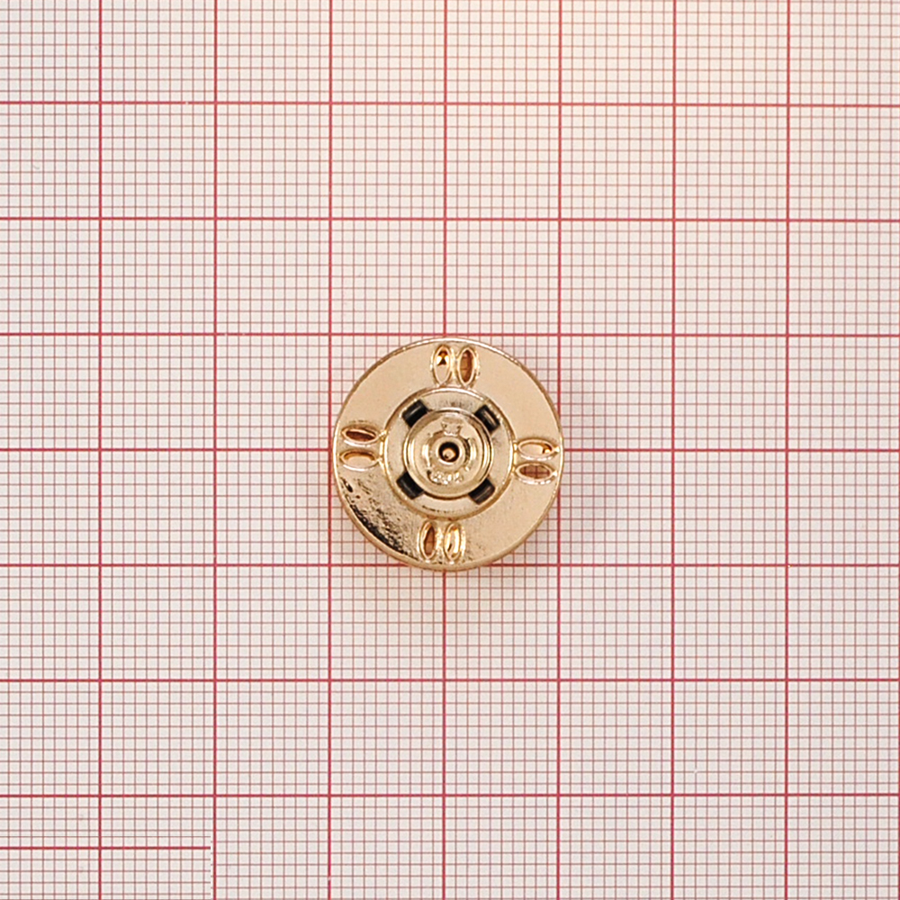 Кнопка металлическая пришивная потайная Круглая 8 отверстий 20мм, золото, шт. Кнопка пришивная потайная