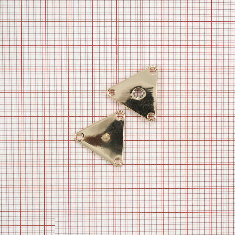 Кнопка металлическая пришивная Треугольник 20 мм, золото, шт. Кнопка пришивная потайная