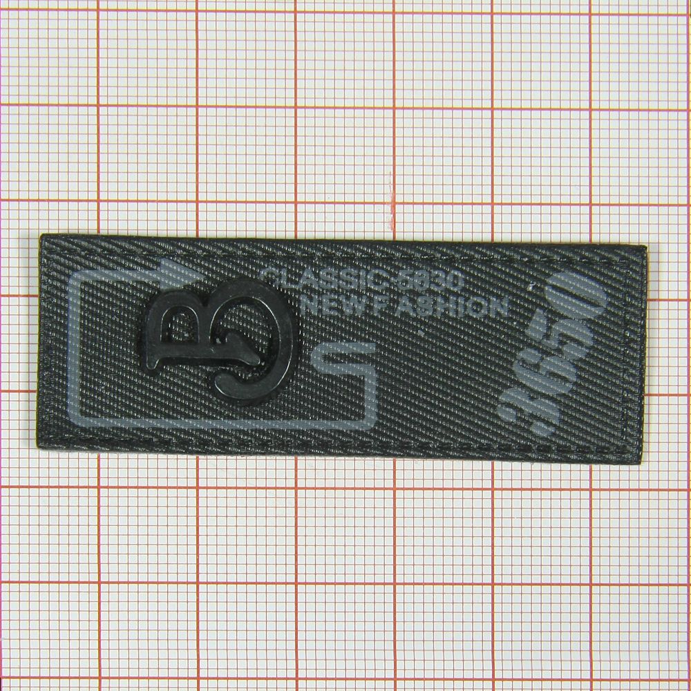 Лейба п/у B-3650 20*60мм черная, серый лого (вертикальн.)  шт. Лейба Кожзам