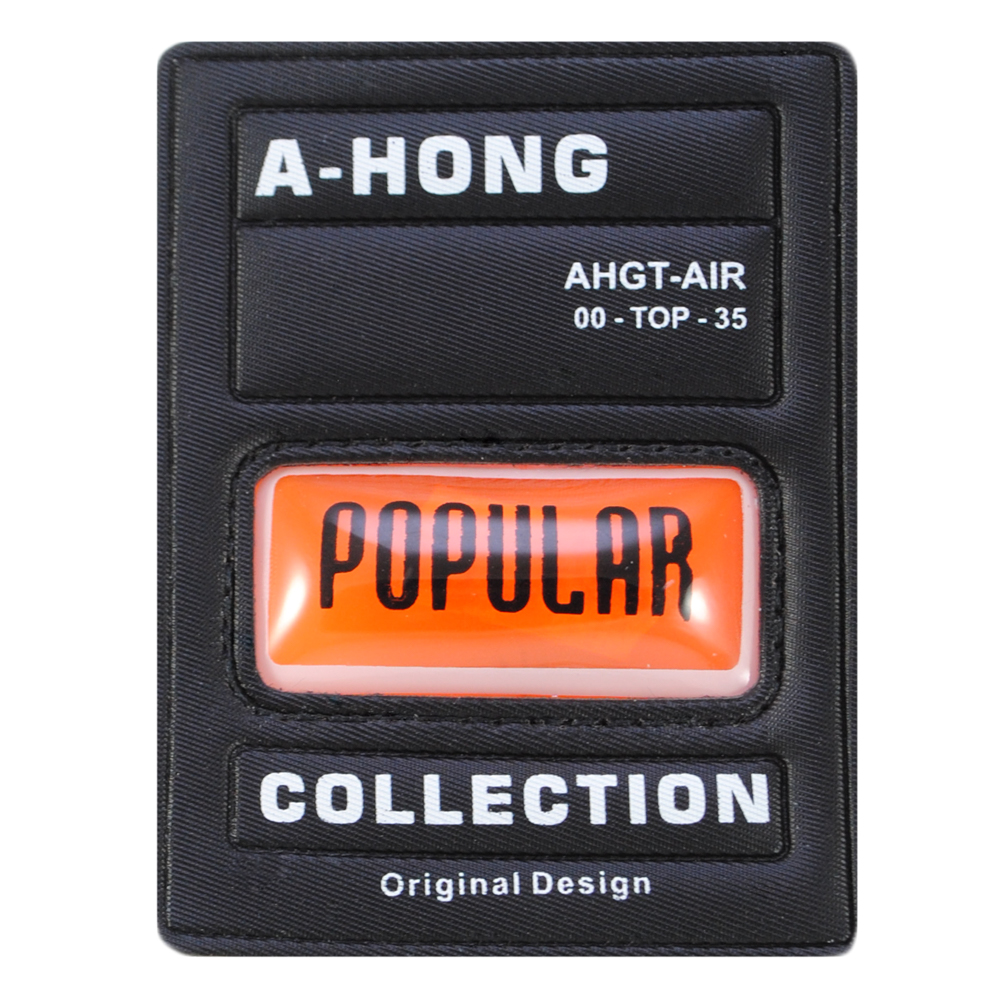 Лейба К/З черн., бел., A-HONG, вставка popular оранж, 6,8*9см., шт.. Лейба Кожзам