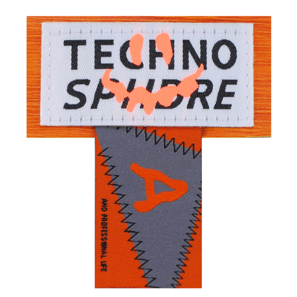 Лейба к/з и ткань Techno, 7*3,5см (флажок 4,4см), чёрн., сер., бел., оранж., шт. Лейба Ткань