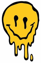 Термоаппликация Растекшийся смайлик, 7*4,3см, черный, желтый, шт. Термоаппликации Накатанный рисунок