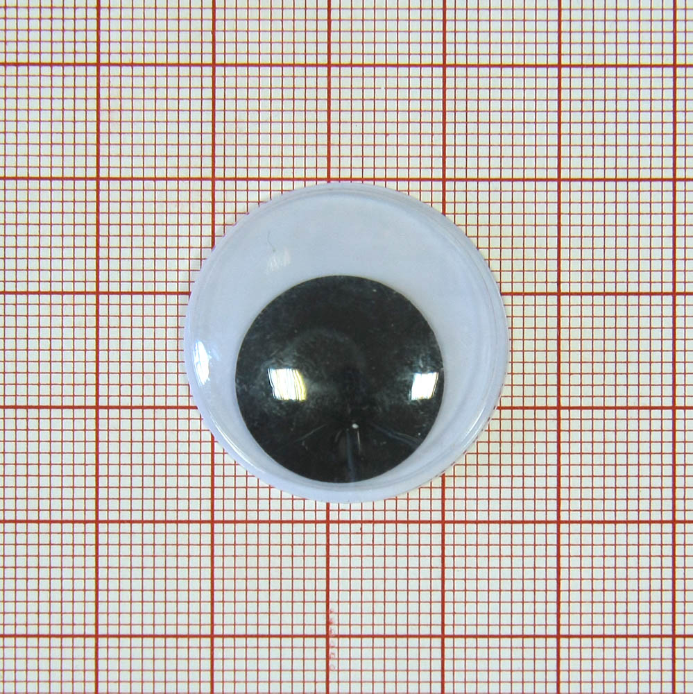 Глаз MR-28, круглый, белый, черный подвижный зрачок, 1тыс.шт. Глазики MR