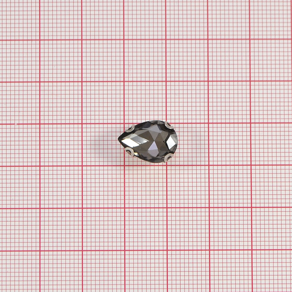 Стразы пришивные в металле, капля, 1*1,4см, black diamond, шт. Стразы пришивные в металле