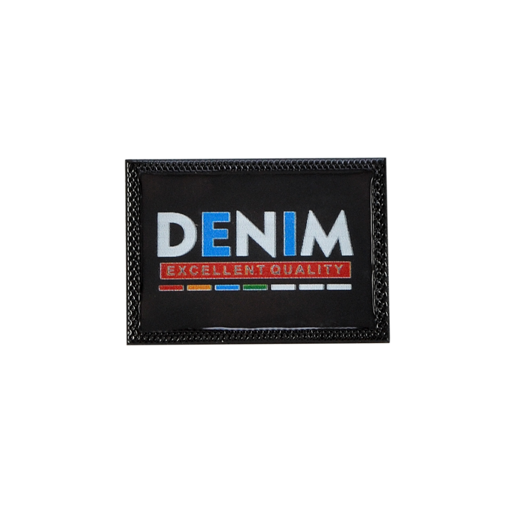 Лейба резиновая DENIM 3,5*2,5см, черный, белый, красный, синий, шт. Лейба Резина