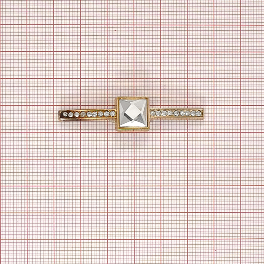 Краб металл Зажим 55*13мм GOLD, белые камни, black diamond камень. Крабы Металл Геометрия Декор