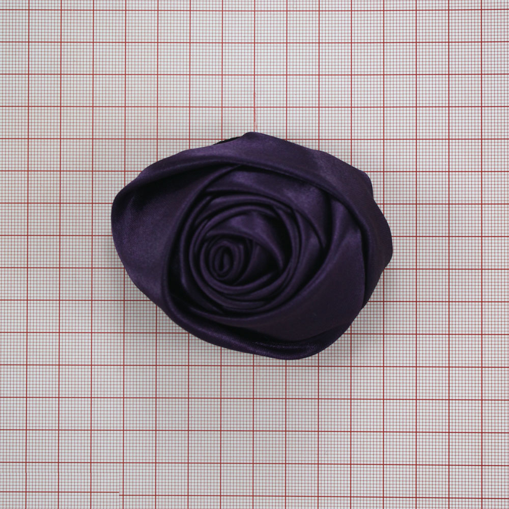 Аппликация декор Роза атласная 7,5см, фиолетовый. Аппликации Пришивные Обувные