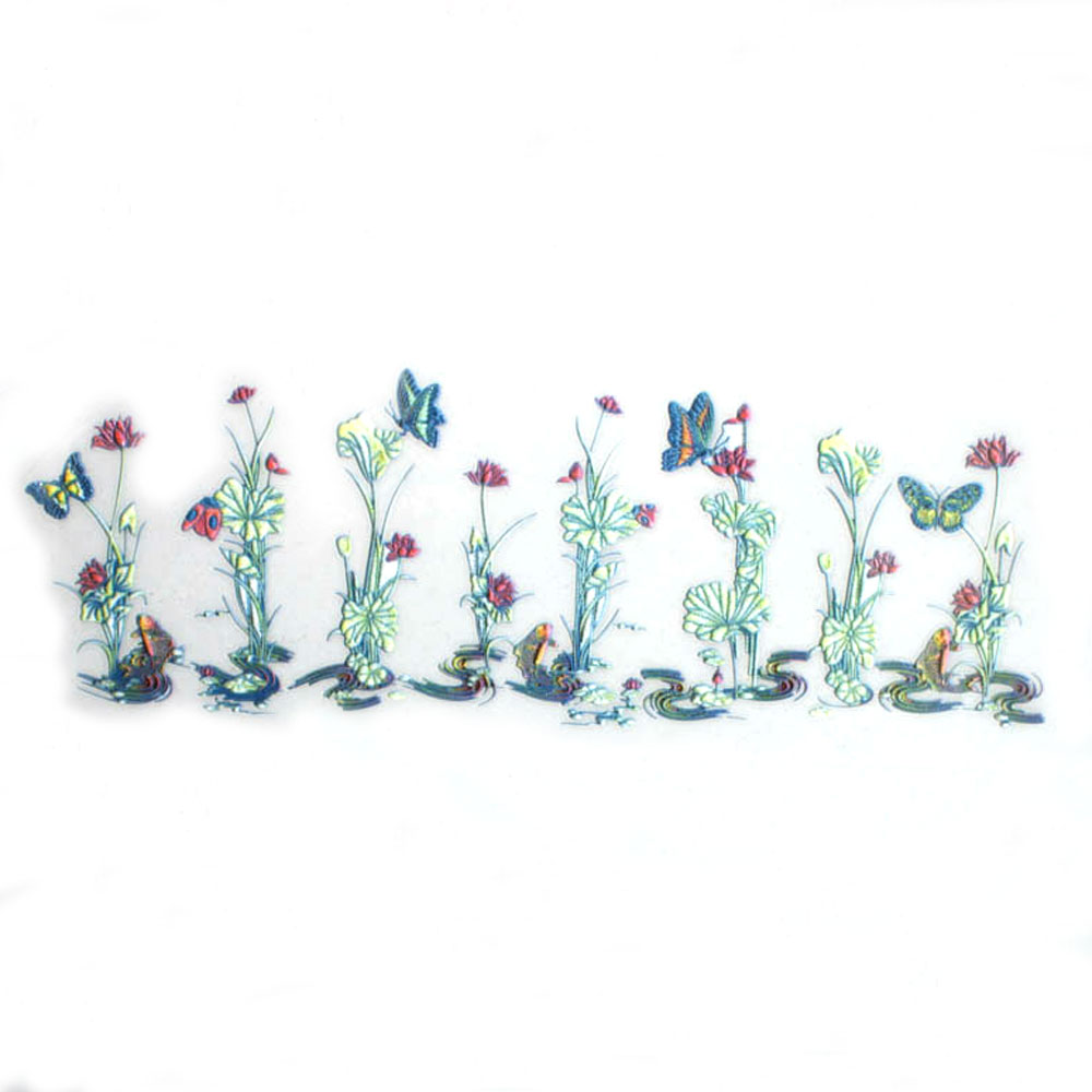 Термоаппликация Цветы, бабочки и полянка 26*9см, цветная, шт. Термопереводки Цветы, Птицы