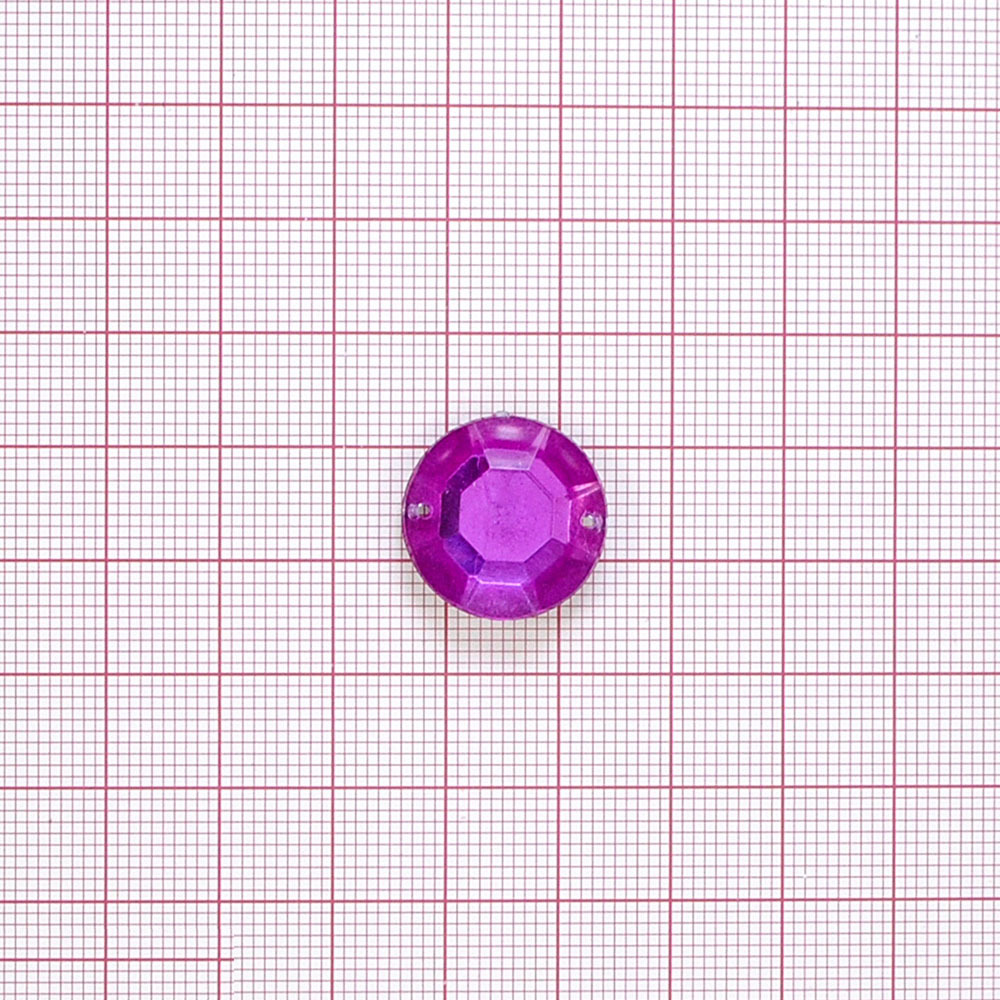 Стразы стекл. пришивн. №18  кругл. плоск. малинов. (18мм), 1тыс.шт. Стразы пришивные
