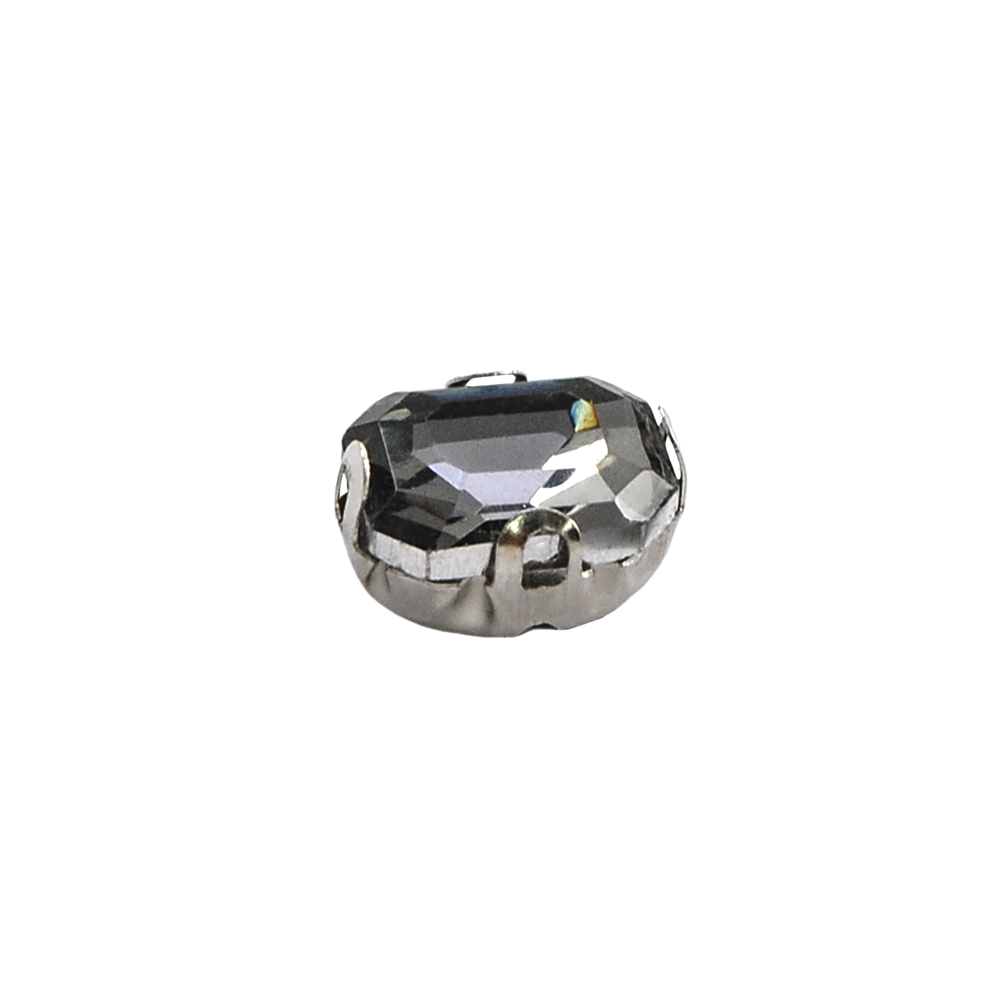 Стразы пришивные в металле, прямоугольник, 6*8мм, black diamond, шт. Стразы пришивные в металле