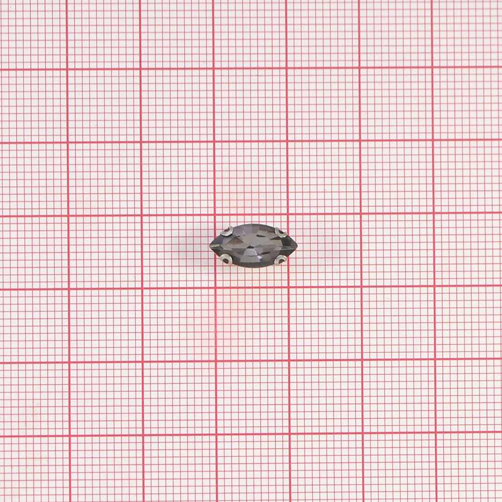 Стразы пришивные в металле, лодка, 6*12мм,  black diamond, шт. Стразы пришивные в металле