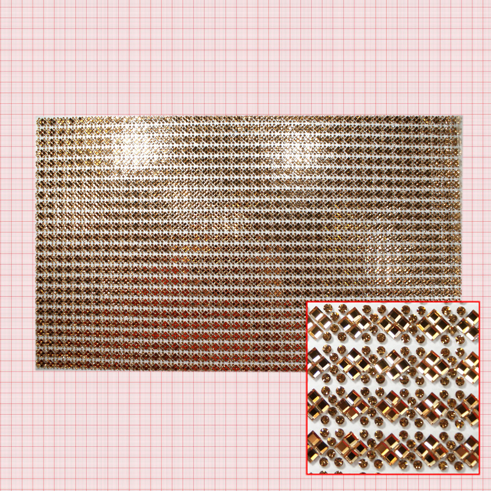 Стразы полотно Кирпичи золотые квадраты,  золотые камни 24*40, 1лист. Полотна из страз