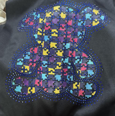 Аппликация композит, Мишка, 15,74*17,24см, DTF, SS6 синий 62903, шт. Аппликация композит