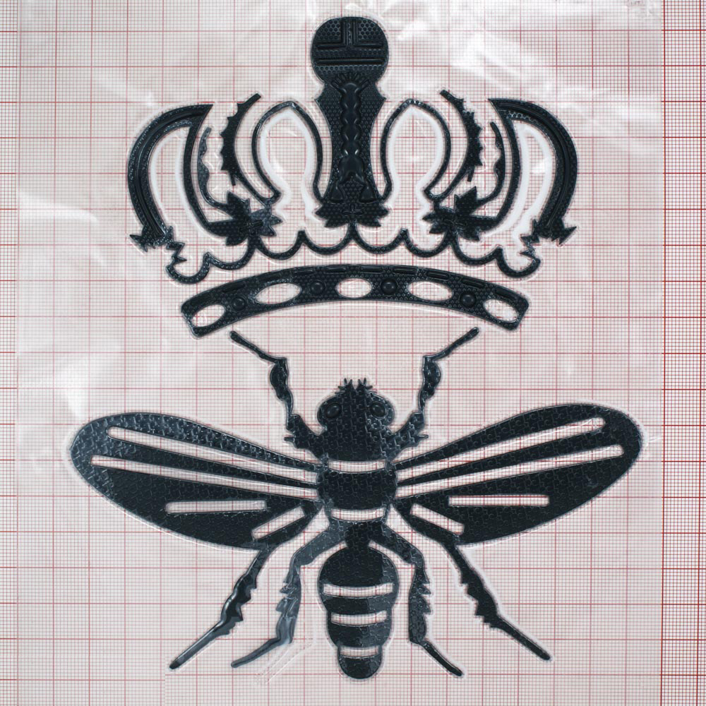 Термоаппликация резиновая Царица пчела 15,5*18,5см, черный, шт. Термоаппликации Резиновые Клеенка