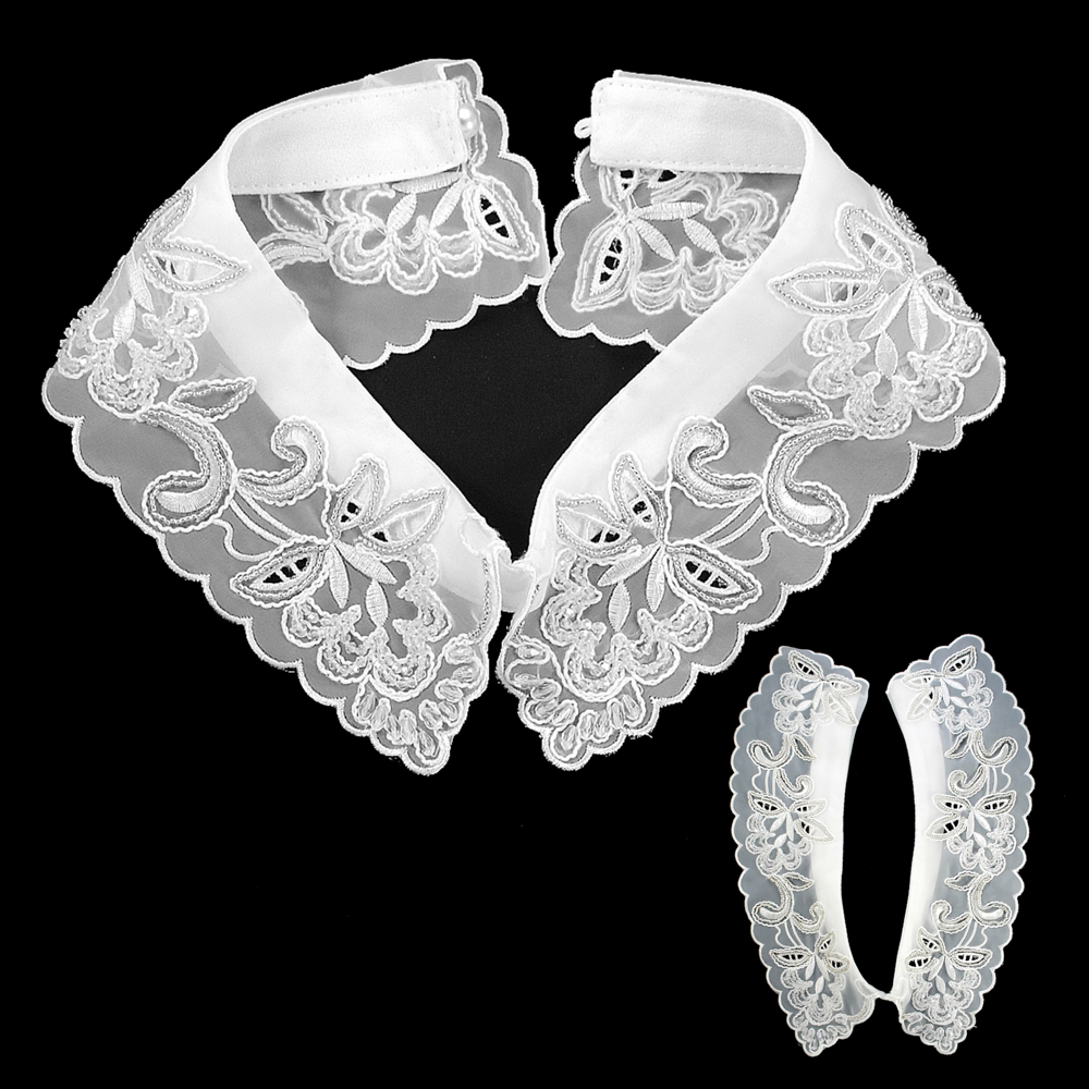 Воротник декор, 45*7см, бисер, кружево, белый,  шт. Воротники