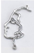 Подвеска металл Лицо, 1,6*3,5см, серебро, шт.. Подвески