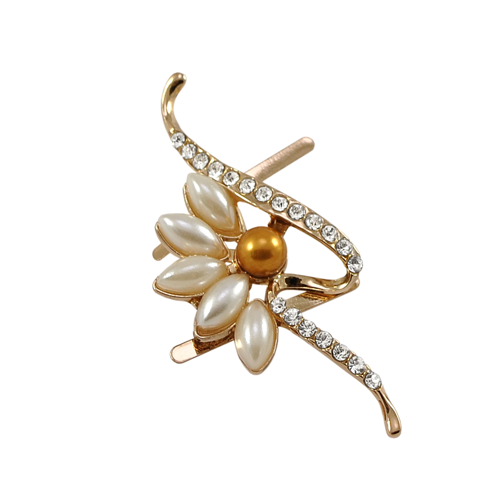 Краб металл Брошь в белом и золотом жемчуге Левый 61*25 золото, белые камни, белый и золотой жемчуг, шт. Крабы Металл Цветы, Жуки