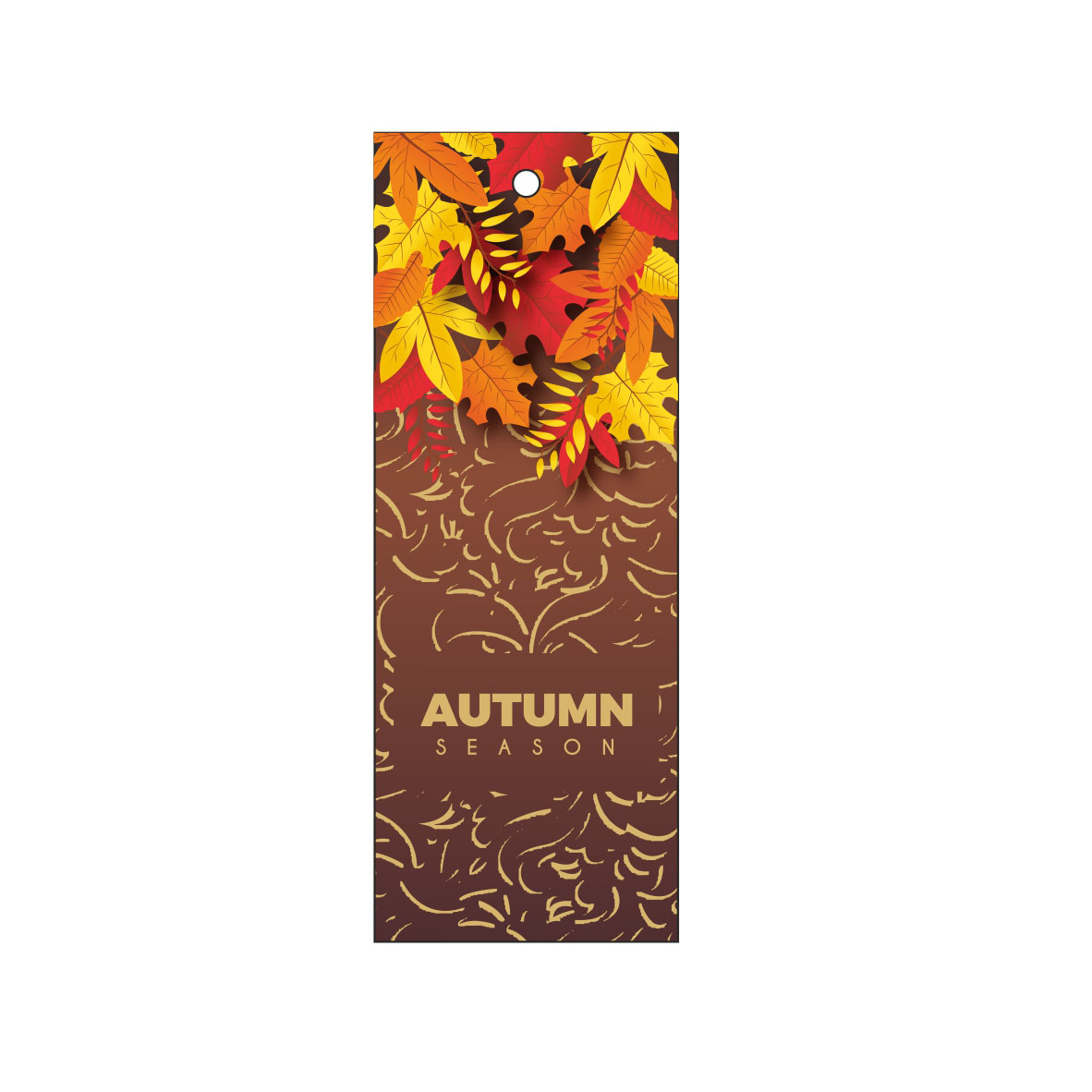 Этикетка бумажная Autumn season (листва) 45*120мм, УФ-лак /картон 250грамм/ шт. Этикетка бумага