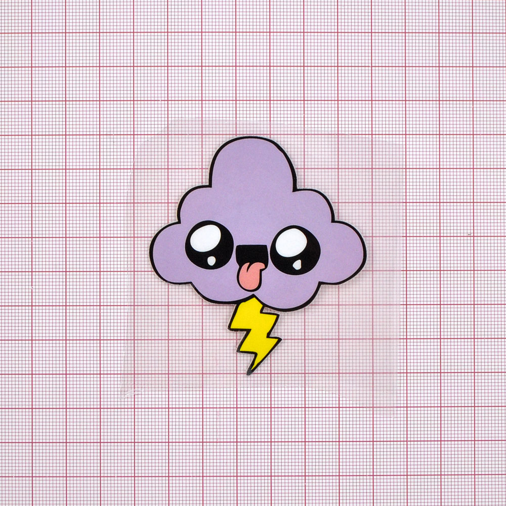 Термоаппликация Тучка с молнией, 7*6,4см, желтый, сиреневый, черный, белый, шт. Термопереводки Детские