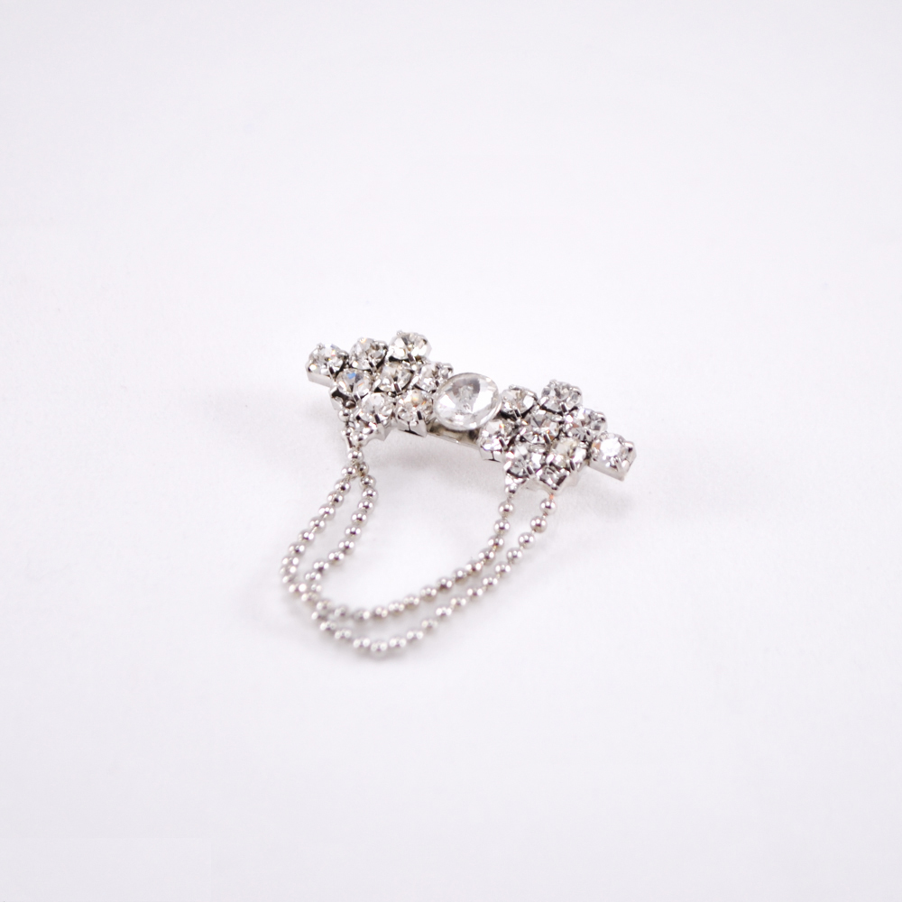 Брошь 6144 GOLD цветок, крупный камень, цветок, двойная подвеска, шт. Булавки и броши