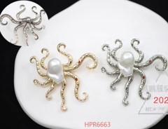 Брошь металл Осьминог, золото, бусины, стразы, шт. Броши