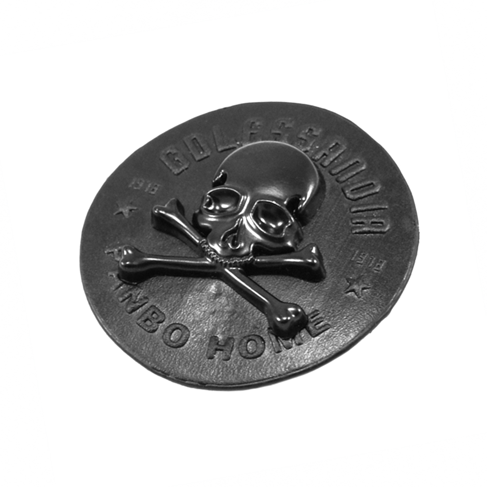 Лейба п/у, металл Веселый Роджер 45 мм черная, шт. Лейба Кожзам