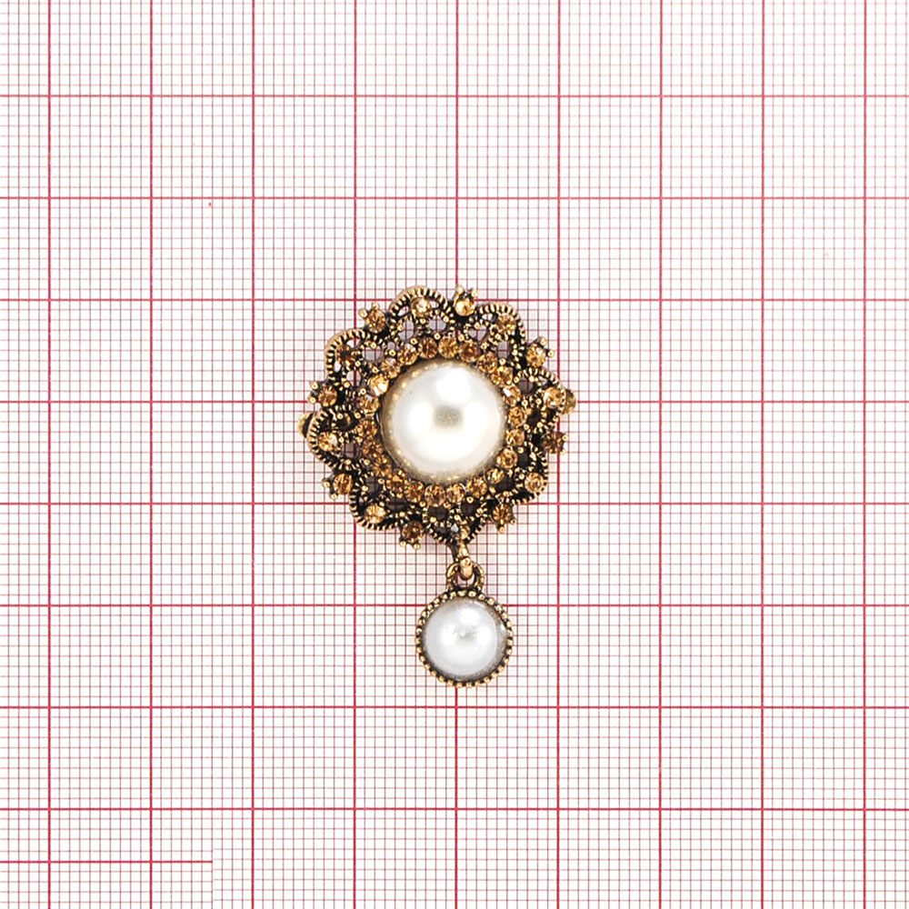 Краб Камни в металле Цветок с подвеской 25*40мм antique brass, топаз, белый жемчуг, шт. Крабы Металл Цветы, Жуки