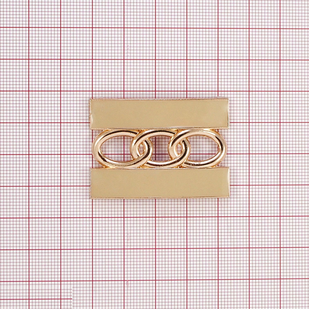 Краб металлический Полка и цепь 3 звена 45*32мм GOLD, желтая эмаль, шт. Крабы Металл Геометрия