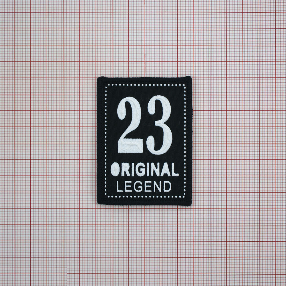 Нашивка тканевая 23 Original Legend 7,7*5,7см, бело-черная. Нашивка Резиновый Конгрев