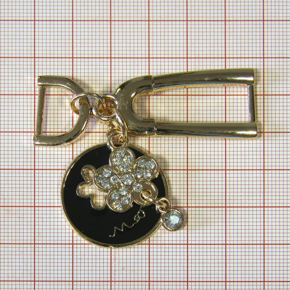 Подвеска металл Монетка, цветок, D, черная эмаль, белые камни, GOLD, шт. Подвески