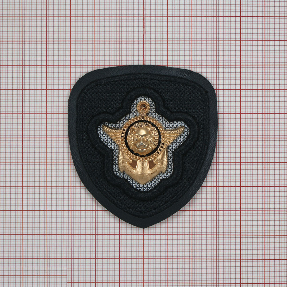 Лейба тканевая, металл Якорь и Лев 6*7см черный, золото, шт. Лейба Ткань