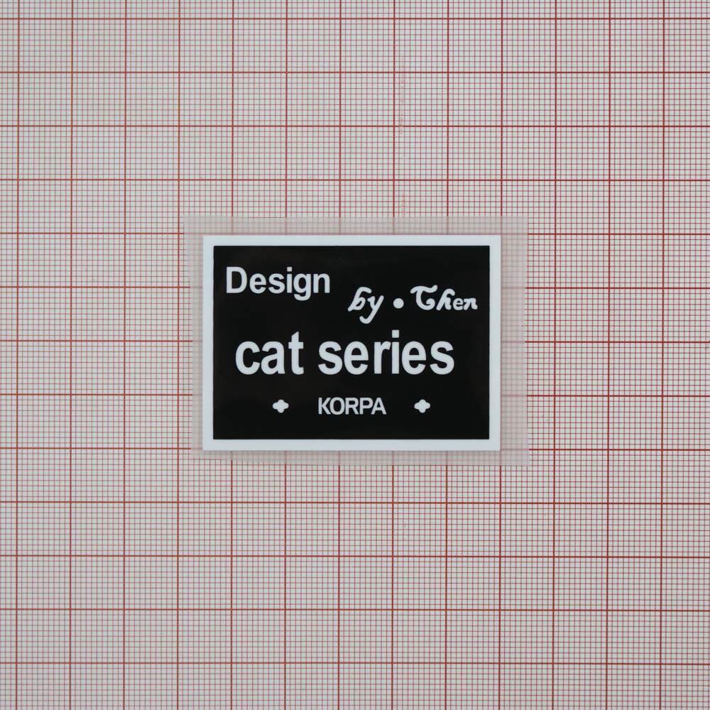 Термоаппликация резиновая "Cat series" 55*40мм черная прямоугольная+белый лого шт. Термопереводки Резиновые, Термопленка
