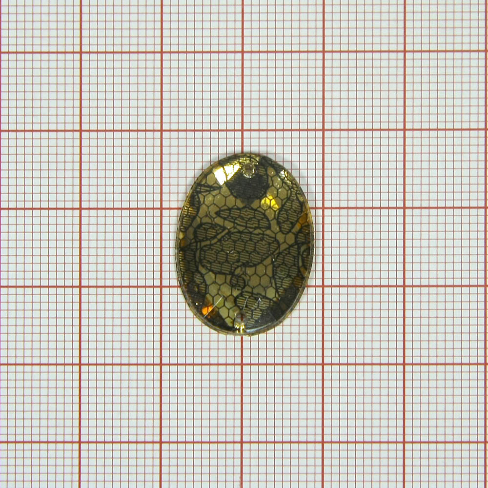 Стразы Т приш. овал 17*23мм кружево золото №3 /1т.шт./ . Стразы пришивные