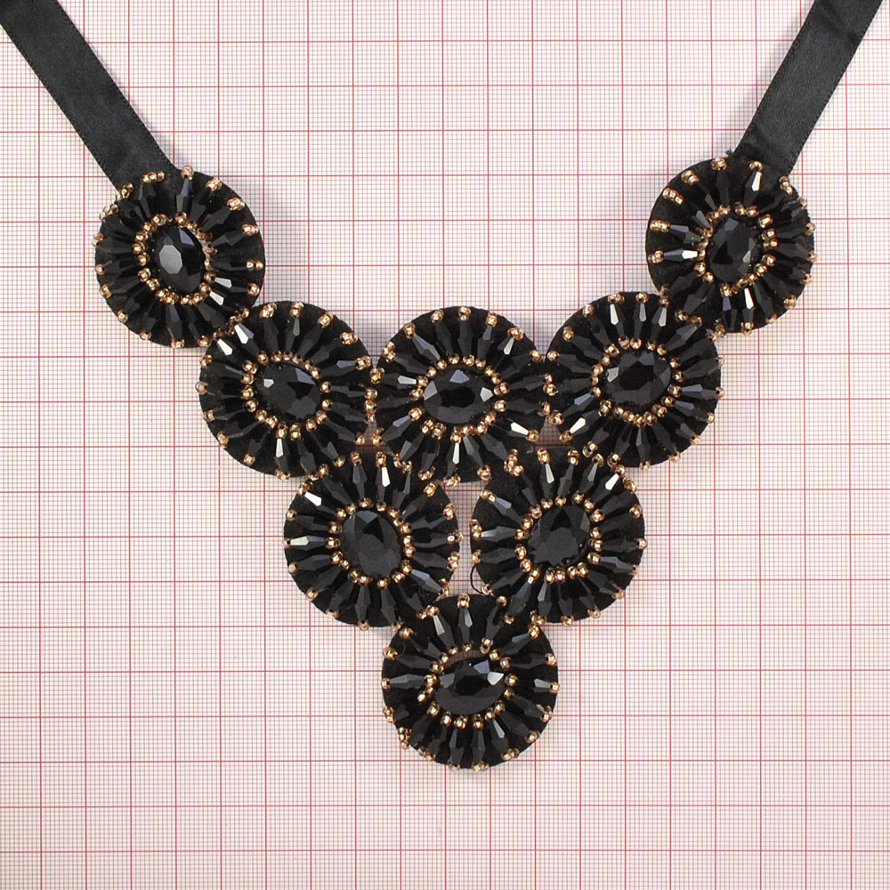 Воротник FY-253 Диски камни топаз, черный бисер, шт. Воротники