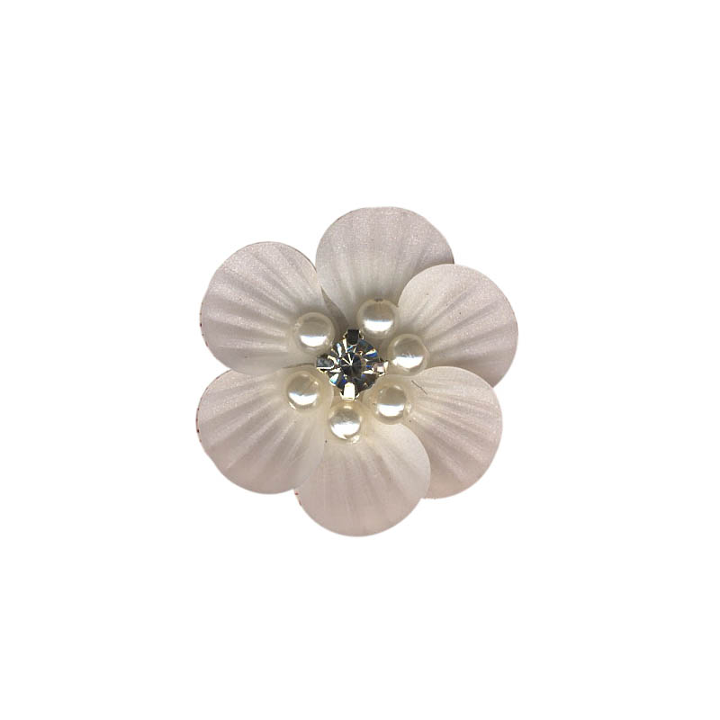 Аппликация декор обувная 60 пайетки Цветок 3,2*3см белый, белые бусины, белый камень, шт. Аппликации Пришивные Цветы Банты