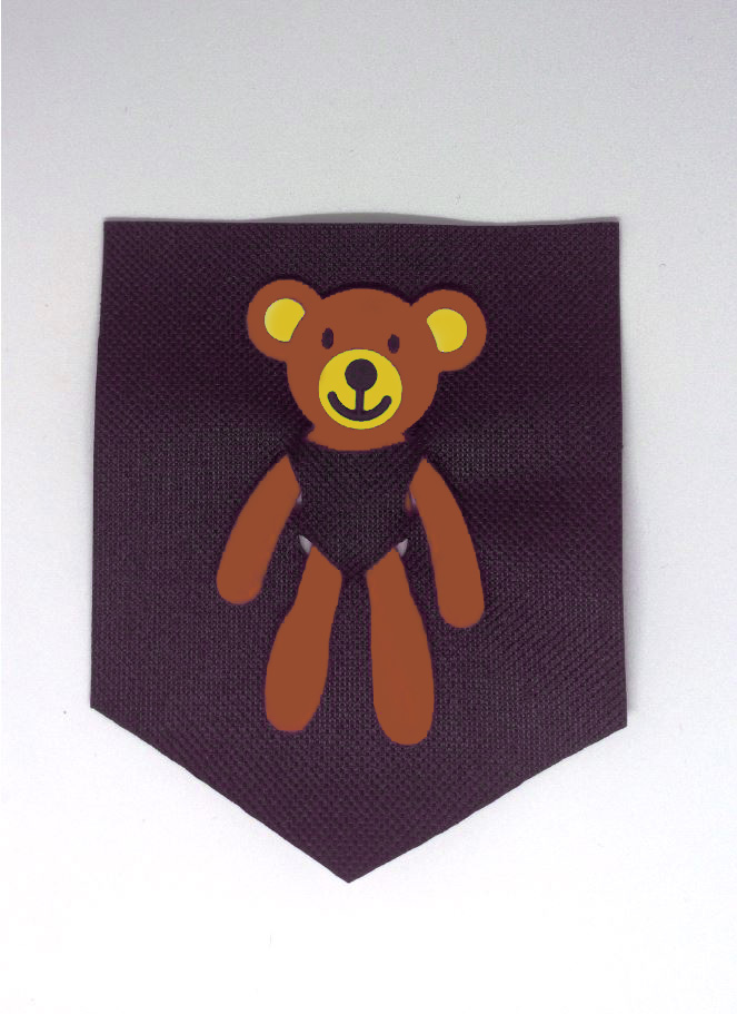 Лейба ткань и резина Мишка в кармане, 8,8*10,5см, черный, коричневый, шт. Лейба Ткань